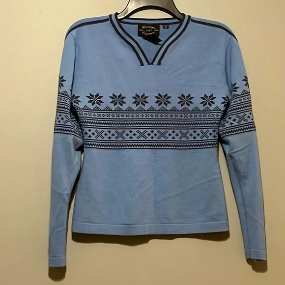 Obermeyer‎ Vintage Nordic warm ski v-neck wool blend sweater womens size M - Picture 1 of 8